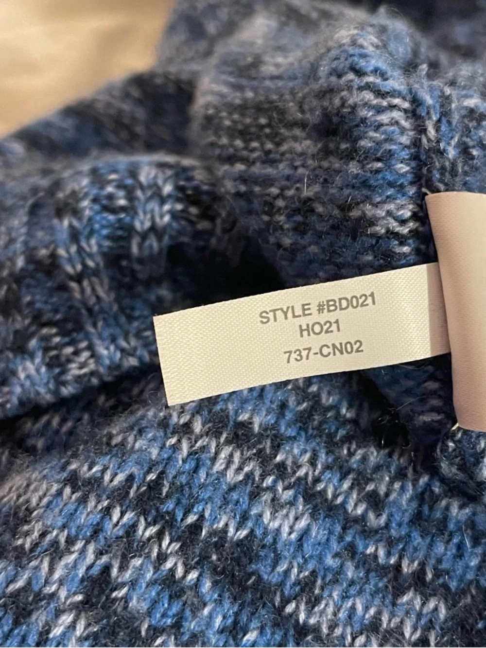 J. Crew 100% Cashmere Women’s XL Blue Marled Button-Shoulder Crewneck Sweater